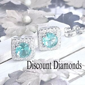 Sky Blue & Clear White Natural Topaz Earrings on 925 Sterling Silver